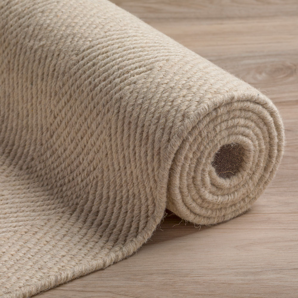 Monaco Herringbone Wool Rug Linen 5' X 7'6" by Homeportonline
