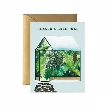 Season's Greetings Greenhouse Greeting Card by Wild Lark