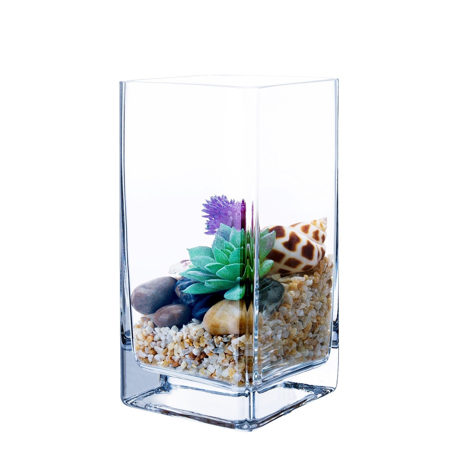 Clear Glass Vase Square 4x4x8in by Homeportonline