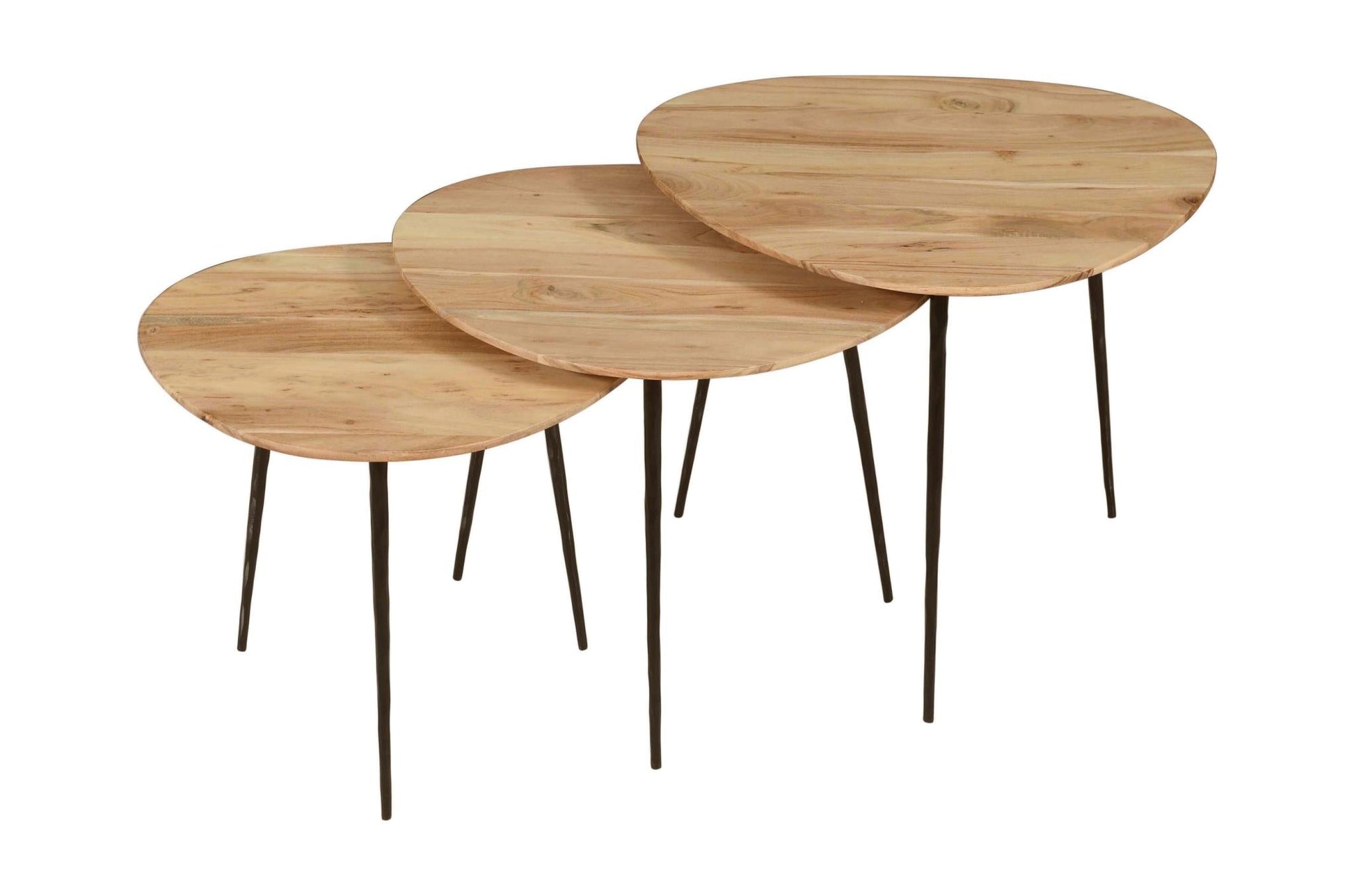 Global Archives Reeves Nesting Tables Mango Wood Natural Set of 3 by Homeportonline
