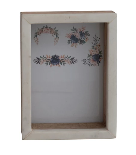 Frame Shadow Box Marble & Mango Wood Holds 5"x 7" by Homeportonline