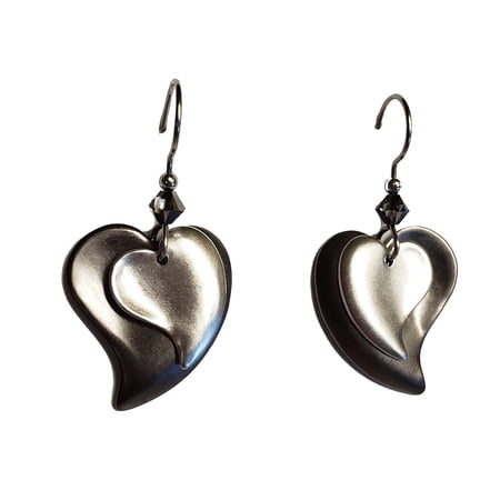 Layered Modern Hearts with Faceted Bead Earrings