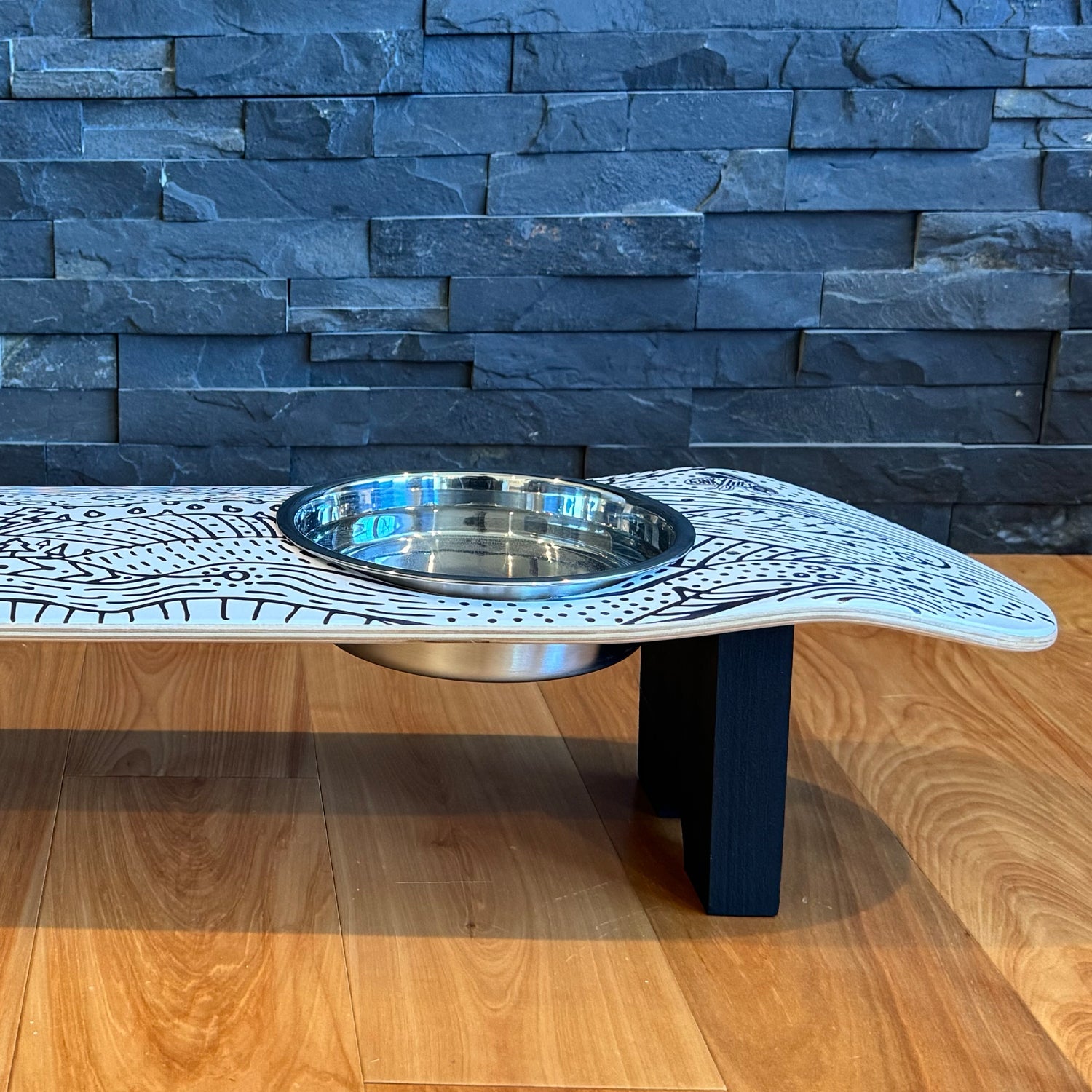 Doodlescape - Elevated Skateboard Dog Feeding Stand with 2 Bowls
