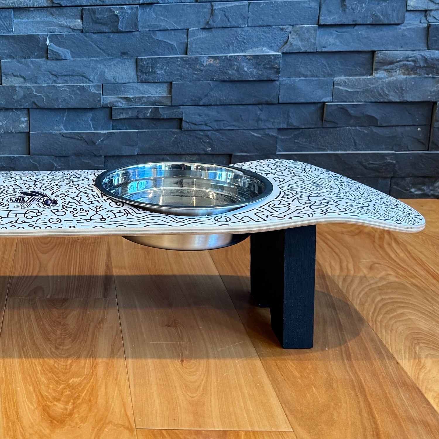 Doodles - Elevated Skateboard Dog Feeding Stand with 2 Bowls