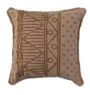Pillow Embroidered Cotton Slub Brown & Tan Tones 18"Square by Homeportonline