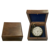 Antiqued Brass Pocket Watch in Vintage Wooden Box