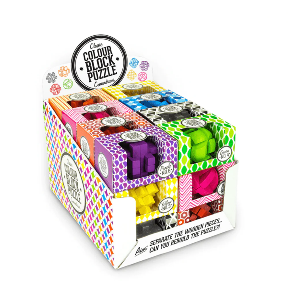 Brain Teaser Color Block Wooden Puzzle (Sold Individually) by Homeportonline