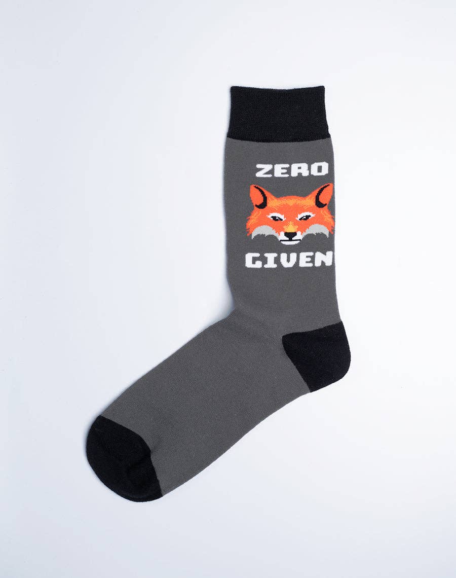Men's Zero Fox Given Funny Crew Socks by SidePony Boutique