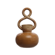 Vase Stoneware Twisted Handle Woman Silhouette Brown by Homeportonline
