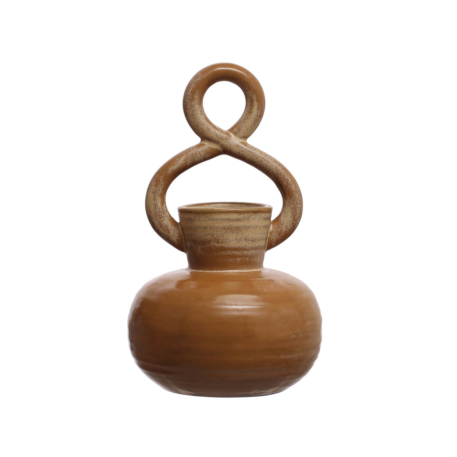 Vase Stoneware Twisted Handle Woman Silhouette Brown by Homeportonline
