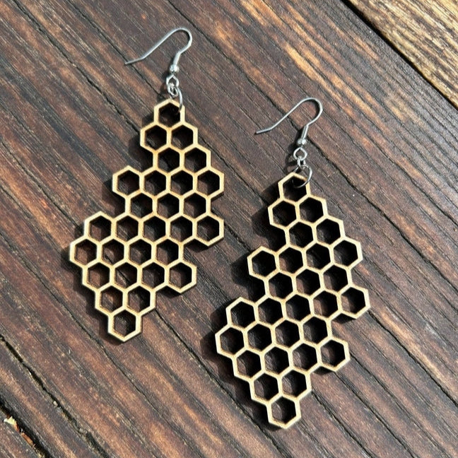 Earrings - Wooden Laser Cut - Better Wheel Workshops
