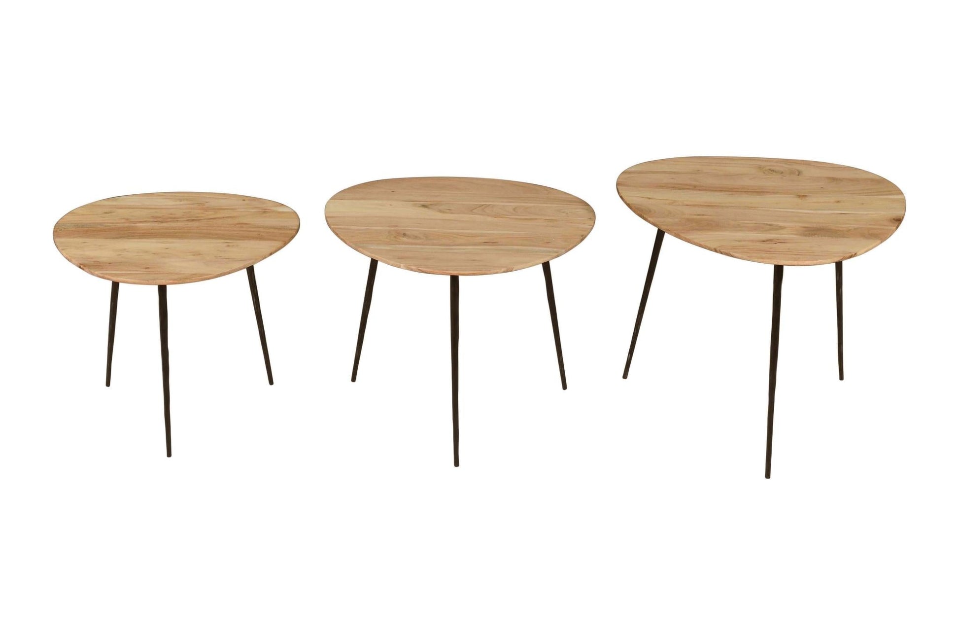 Global Archives Reeves Nesting Tables Mango Wood Natural Set of 3 by Homeportonline