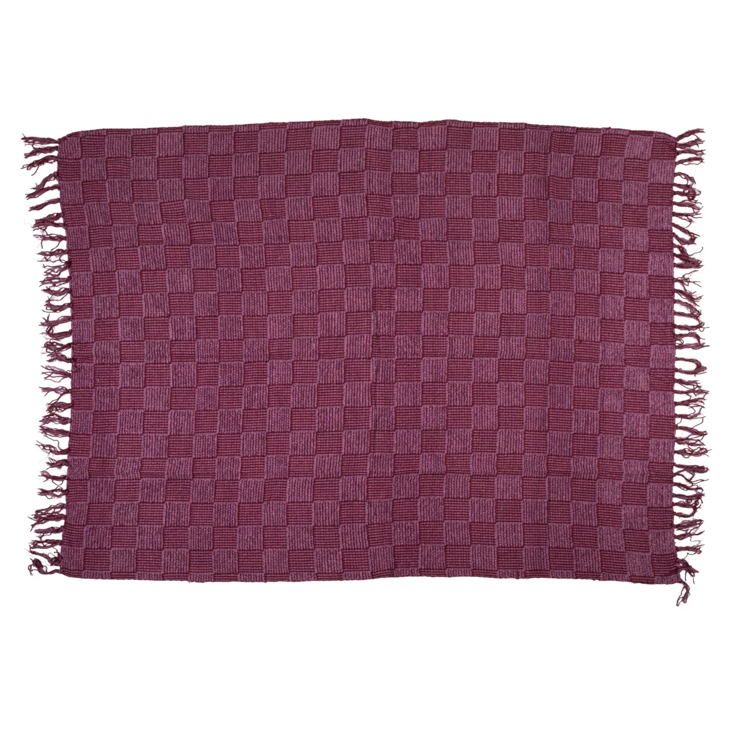 Throw Blanket Recycled Cotton Blend Chenille Berry Color by Homeportonline