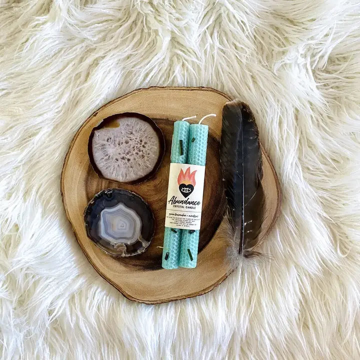 Honeycomb Beeswax Crystal Ritual Candle