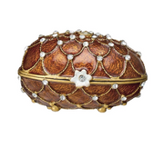 Trinket Box Enameled Metal Egg 3.5"l x 2.25"h by Homeportonline