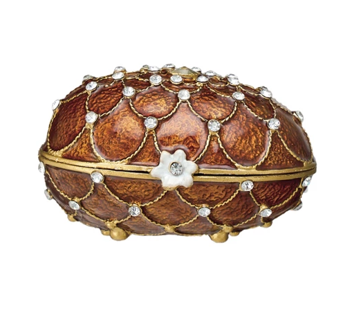 Trinket Box Enameled Metal Egg 3.5"l x 2.25"h by Homeportonline