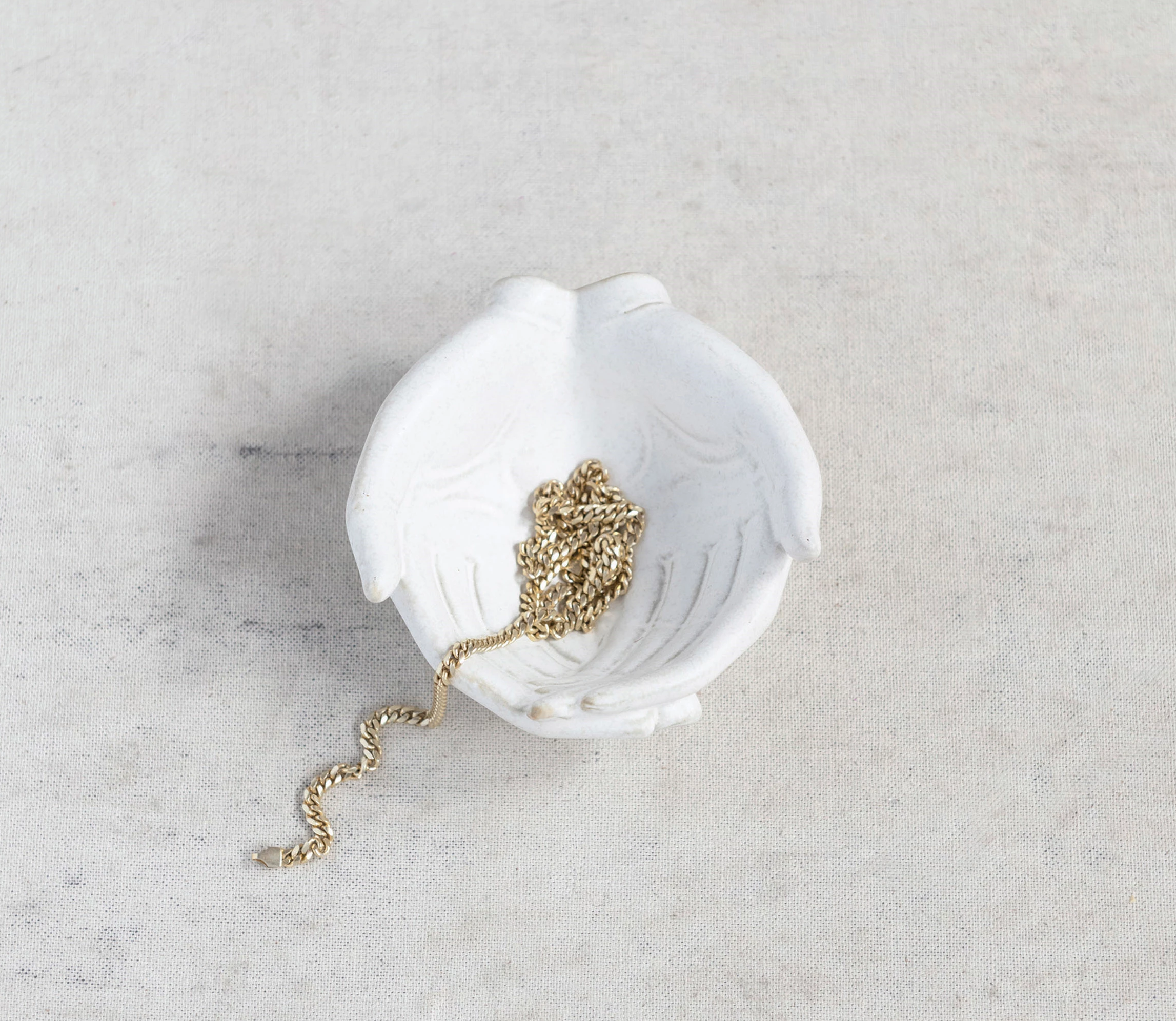 Decorative Bowl Stoneware Hands White 5" x 4.5" by Homeportonline