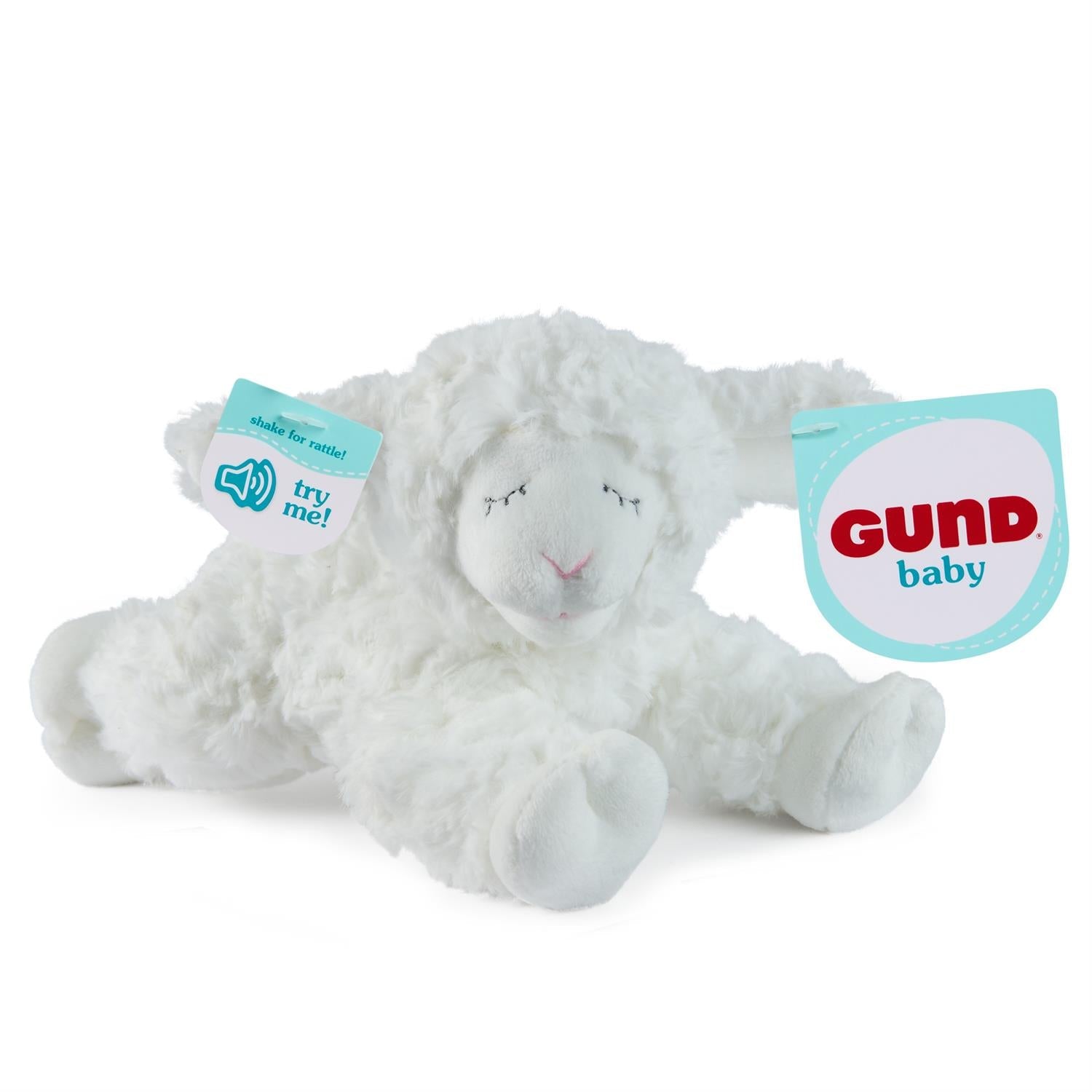 Plush Sustainable Lamb Rattle Winky White 7" by Homeportonline