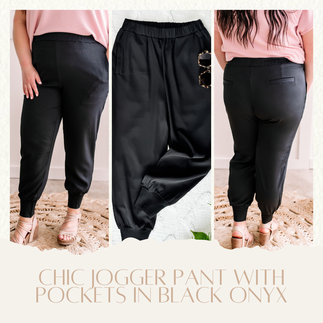 Chic Jogger Pant With Pockets In Black Onyx by SidePony Boutique