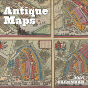 Wall Calendar 2027, Antique Maps, 12 Months, Large Grid Design Featuring 12 Artworks