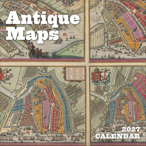 Wall Calendar 2027, Antique Maps, 12 Months, Large Grid Design Featuring 12 Artworks