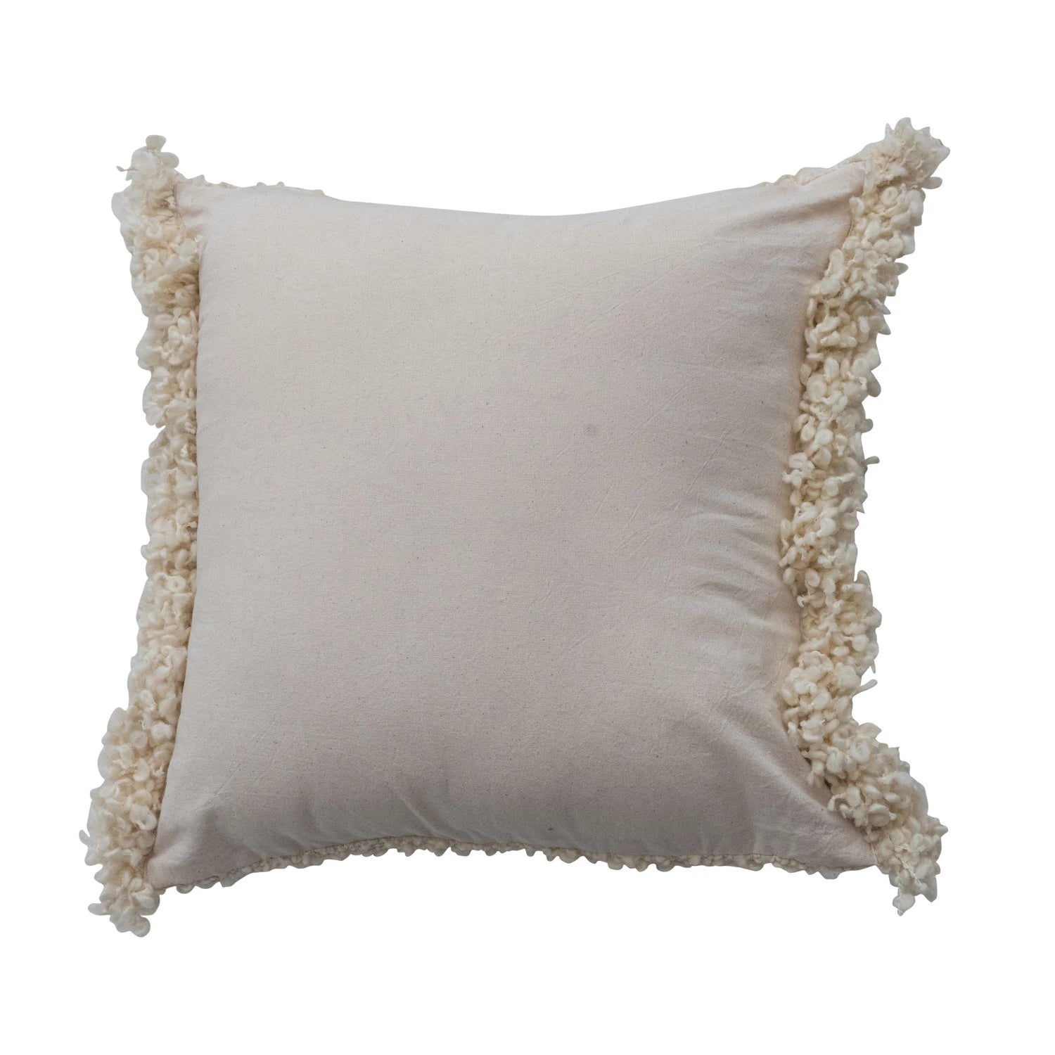 Pillow Boucle Woven w/ Fringe Cream 18" Square by Homeportonline