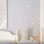 Curtain Fairy Lights - 120 LED Silver String Warm White by Homeportonline