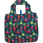 rockflowerpaper Reusable Grocery Bags for Shopping - Root Veggies Blue Pattern Blu Bag - Machine Washable, Foldable, Packable Tote - Large Handles - Heavy Duty and Lightweight - Zippered Top Pouch (B08H1C2S3T)