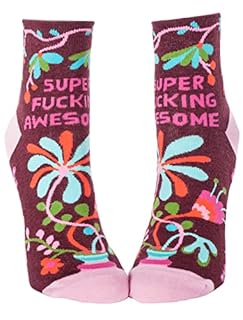 Blue Q Socks, Women's Ankle, Super F--king Awesome, Women's Shoe Size 5-10 (B01NASAYPL)