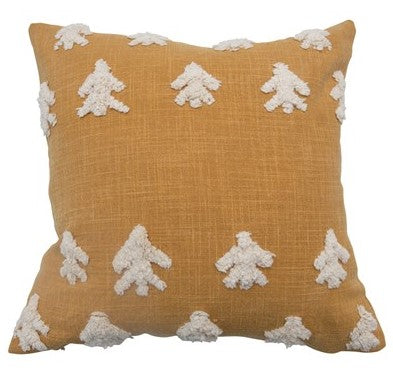 Pillow Stonewashed Cotton Tufted Cream Design Mustard 18" Square by Homeportonline