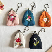 Floral Embroidered Keychain Pouch