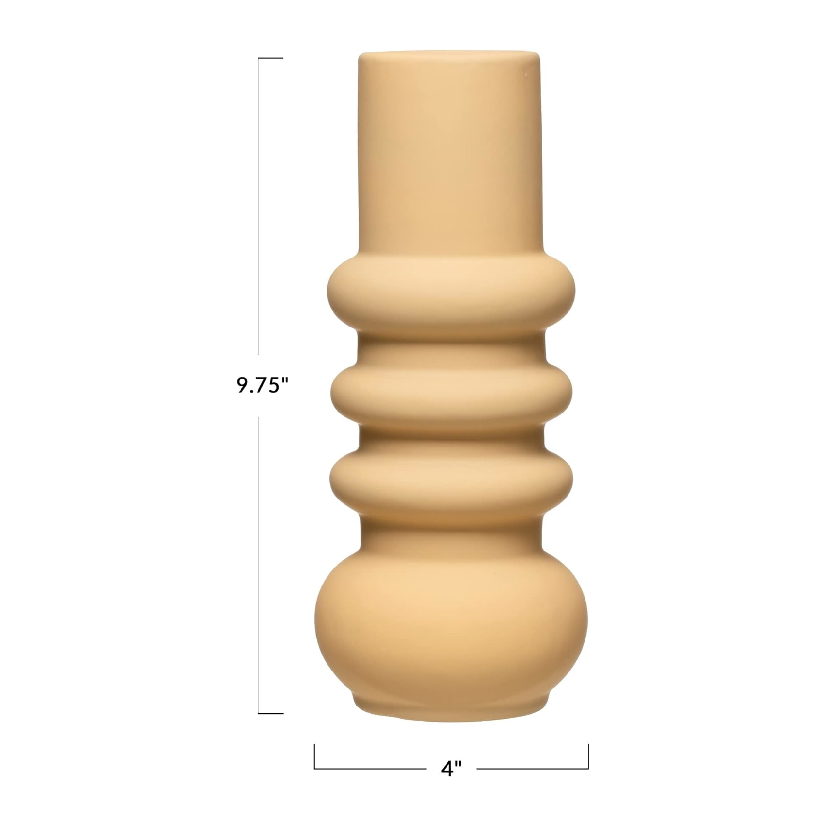 Vase Stoneware Matte Finish Ecru Color 9.75" High by Homeportonline