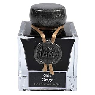 Jacques Herbin - Ref 15009JT - Ink for Fountain Pens & Rollerball Pens - Gris Orage/Stormy Grey - 50ml Bottle - '1670' Jacques Herbin Prestige Collection - Grey-Coloured Ink (B07KG3RPD2)