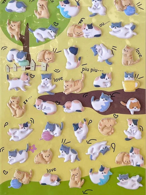 Stickers Puffy Cats by Homeportonline