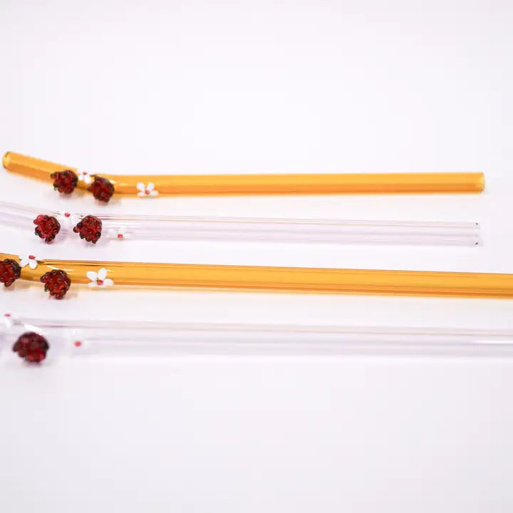 Raspberry Blossom Glass Straw 20oz