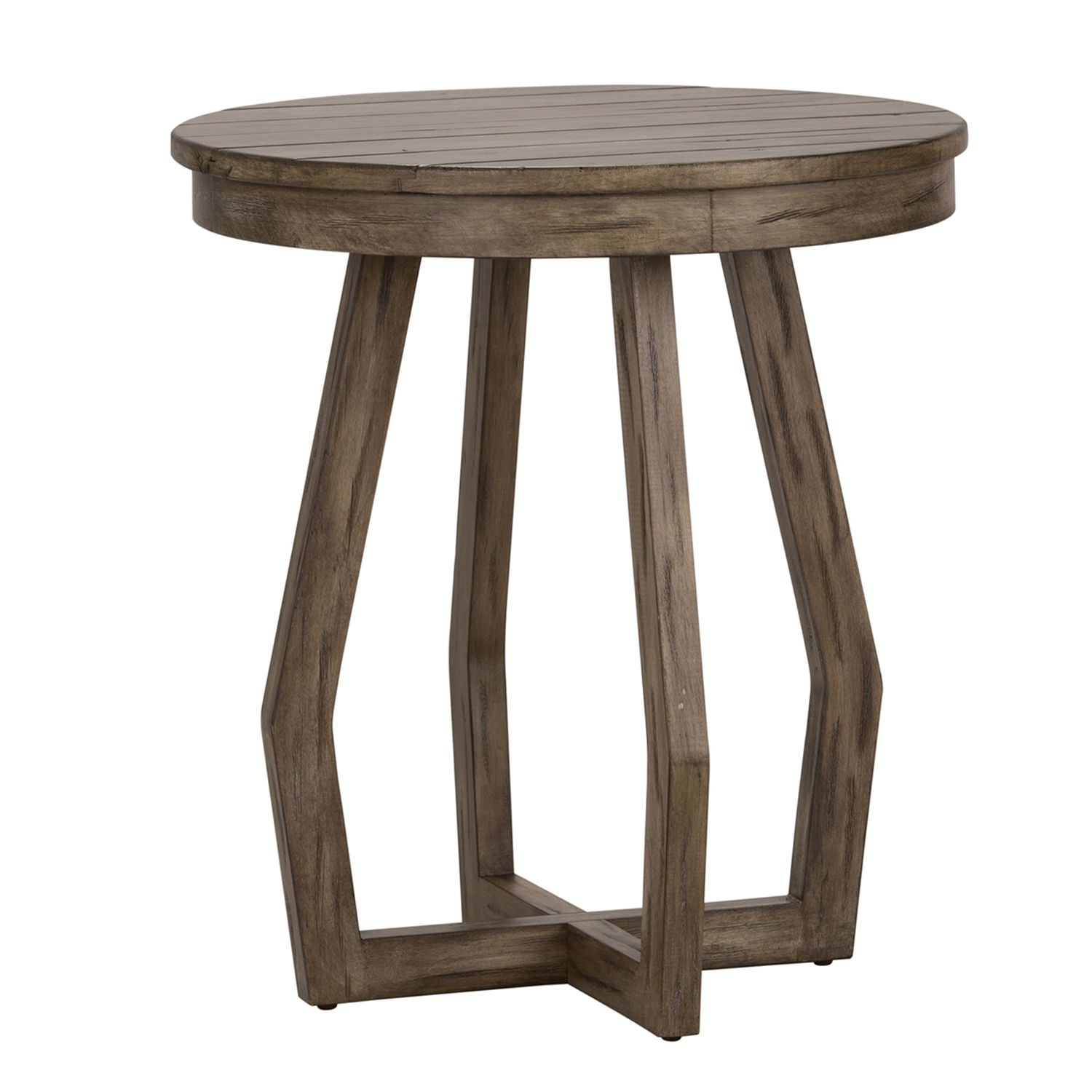 Hayden Way Gray Wash Finish Round Chairside Table Limited Availability by Homeportonline