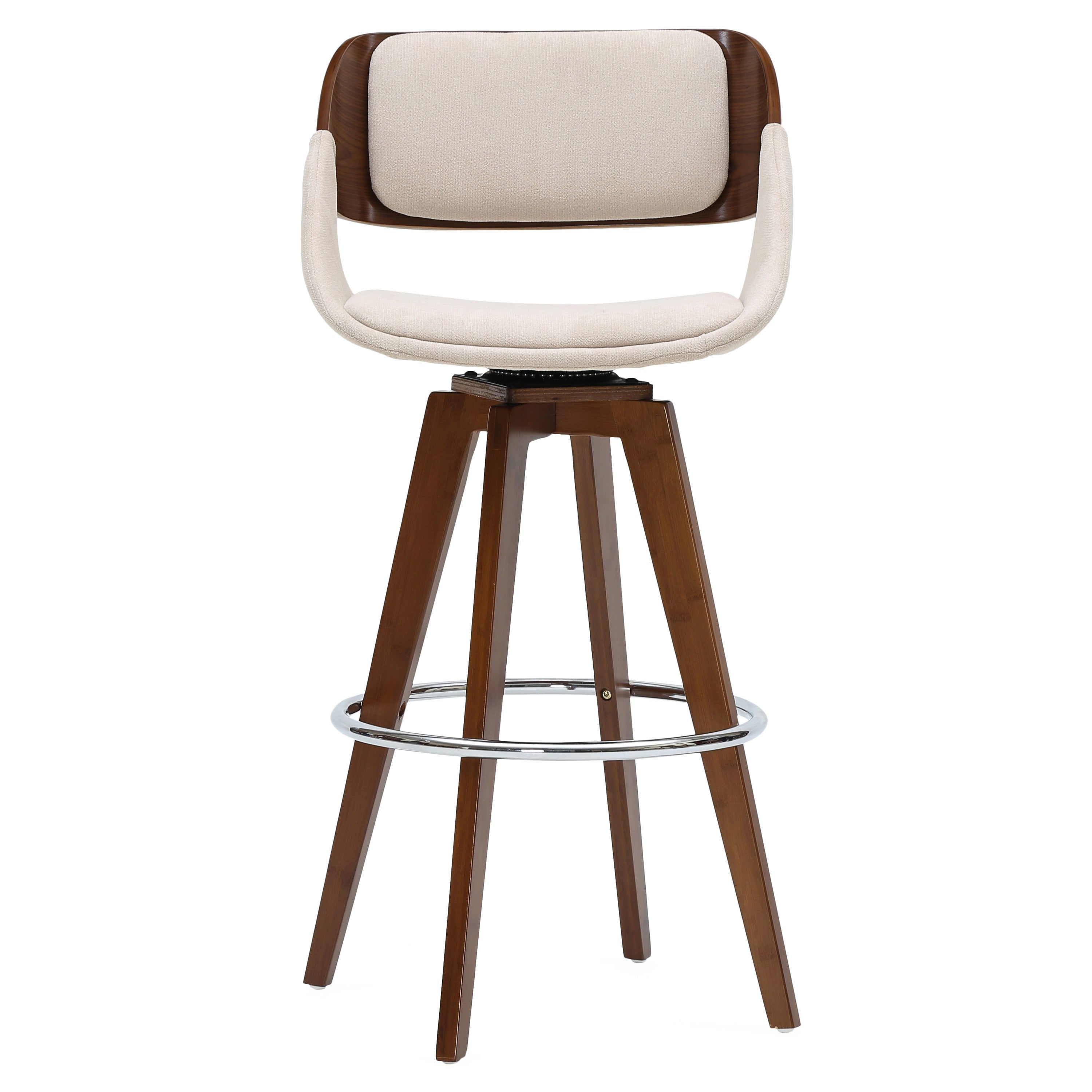 Cyprus KD Fabric Bar Stool Santorini Sand and Walnut by Homeportonline