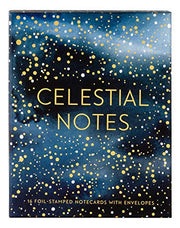 Celestial Notes 16 Foil-Stamped Notecards with Envelopes (Celestial Star Stationery, Space and Galaxy Watercolor Blank Notecards)