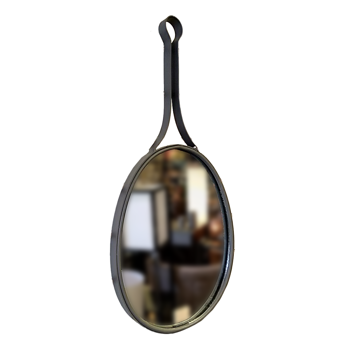 Mirror Grey Metal Oval 21.26in High X 10in Wide Overall by Homeportonline