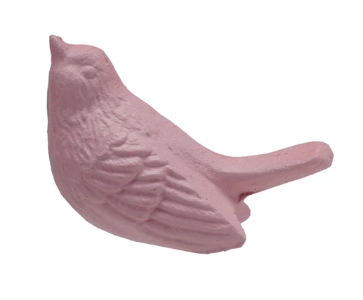Decorative Cast Iron Bird Matte Pink 2.5"h by Homeportonline