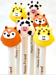 Gel Pen Happy Friends (Giraffe, Cow or Fox) Retractable (Sold Individually) by Homeportonline