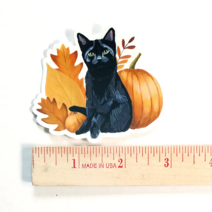 Black Cat and Pumpkins Sticker