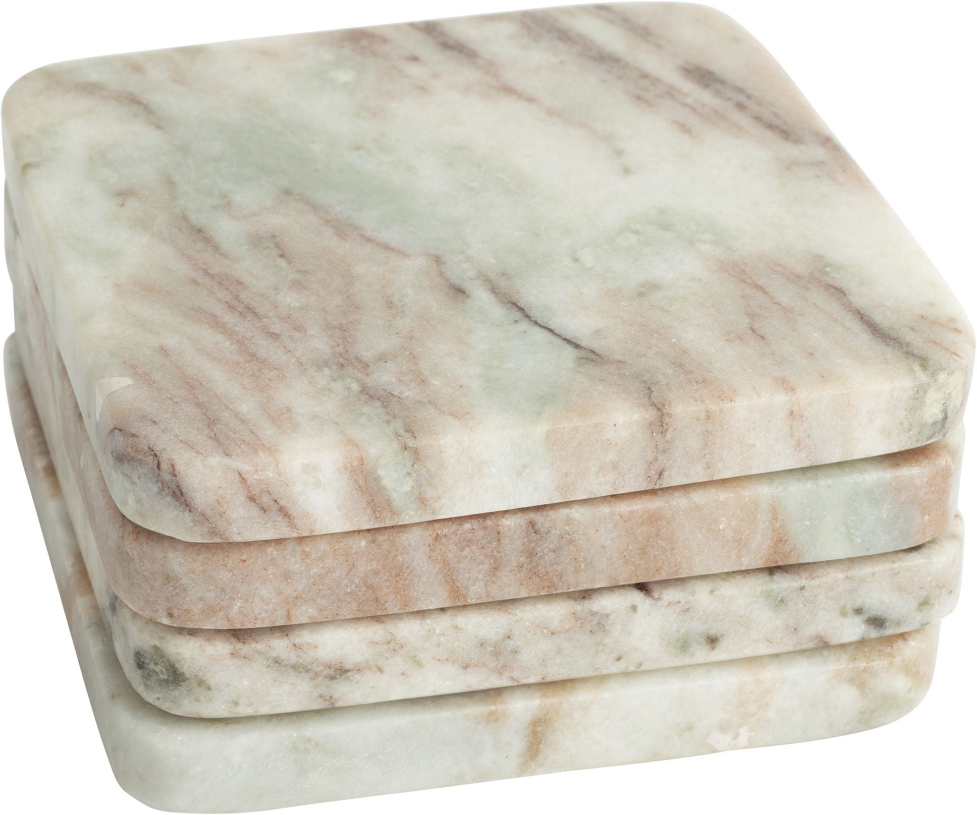 Coasters - Set Of 4 4" Dessert Square Marble Coasters by Homeportonline