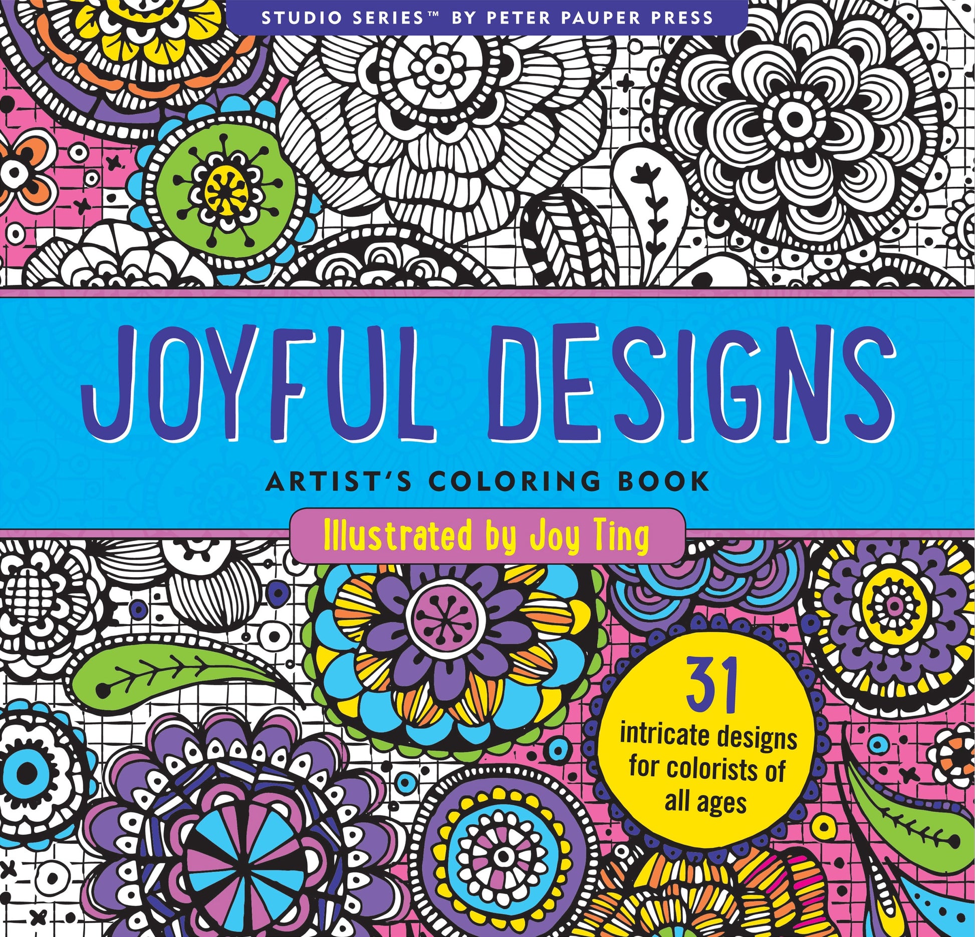 Artist's Adult Coloring Book Joyful Designs by Homeportonline