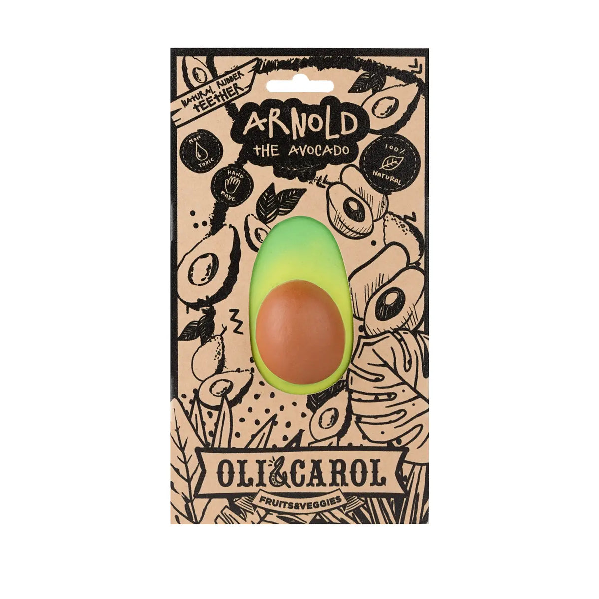 Arnold the Avocado | Natural Rubber Baby Teether