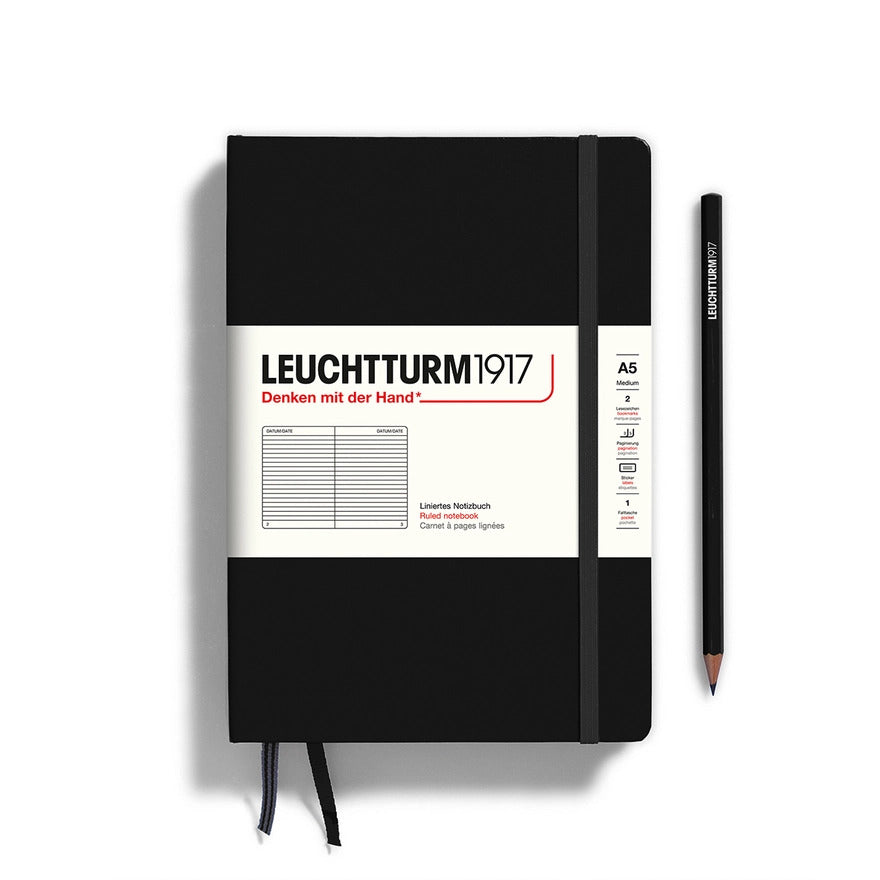 Notebooks - Medium (A5) Black Hardcover Ruled by Homeportonline