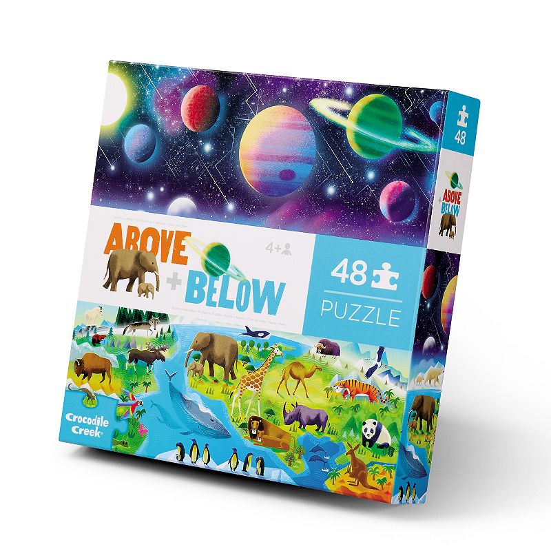 Crocodile Creek Above + Below Earth & Space 48-piece Jigsaw Floor Puzzle, Multicolor