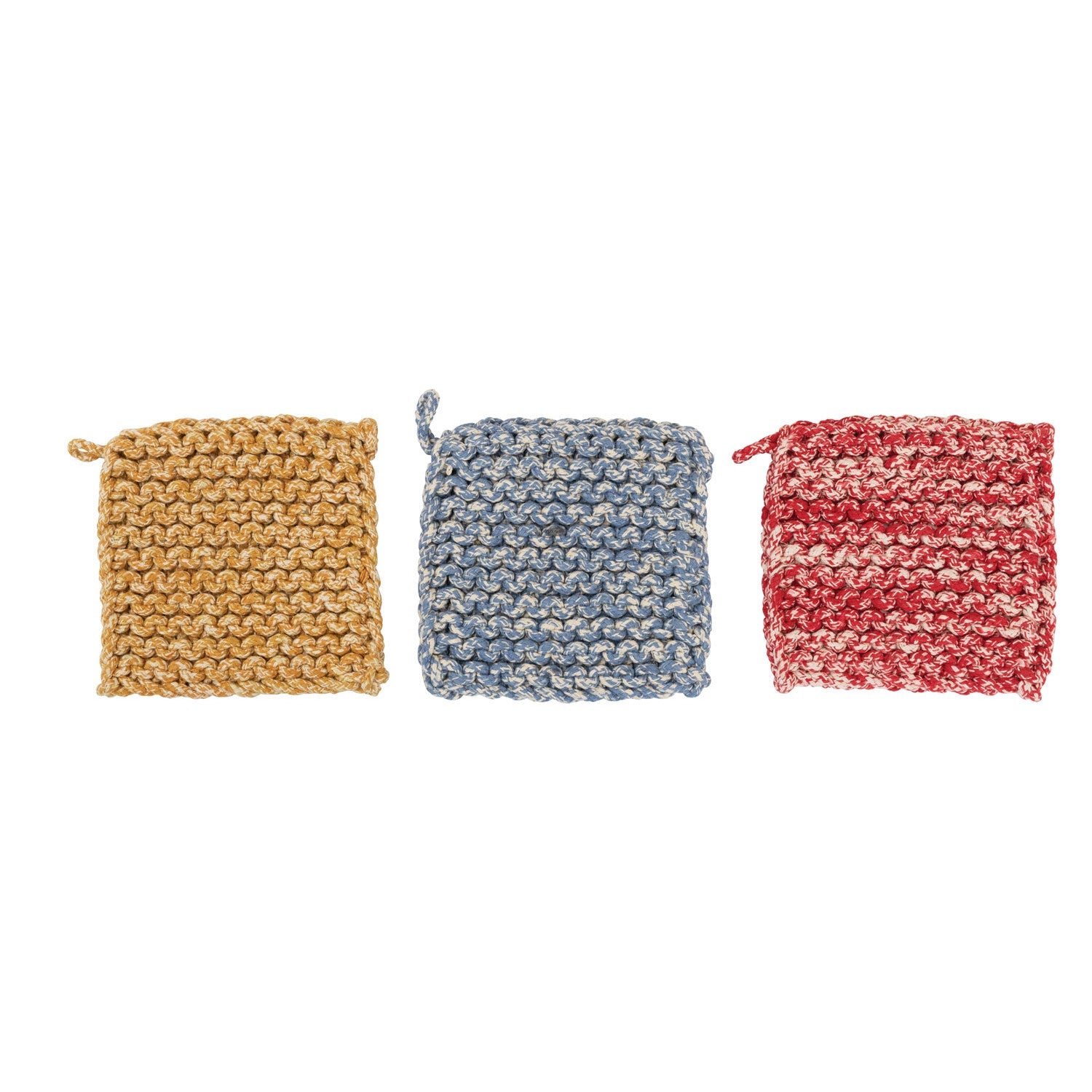 Melange Cotton Crocheted Pot Holder, 3 Colors (Sold Individually) by Homeportonline