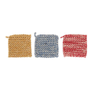 Melange Cotton Crocheted Pot Holder, 3 Colors (Sold Individually) by Homeportonline