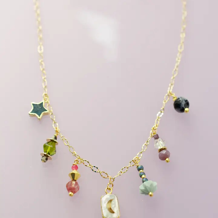 Pearl Moon Charm Necklace